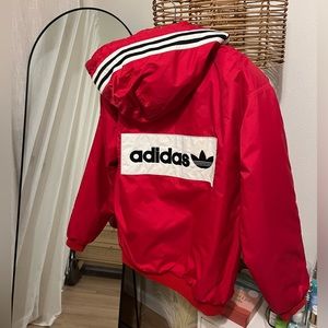 Red Adidas oversized Bomber Jacket - SIZE men’s S
